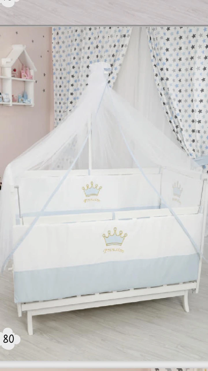 Posteljina kruna plava - Komplet posteljina za krevetić